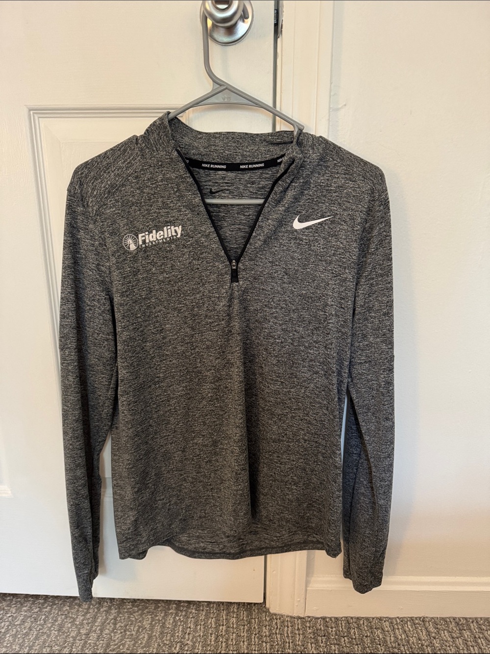 Nike Charcoal Gray Heather Quarter-Zip Pullover with Fidelity Logo